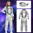 thumbnail image 3 of Alaiyaky Adult Astronaut Costume, Space Costume Halloween Fancy Dress Silver Spaceman Cosplay Astronaut Uniform Jumpsuit Outfits Halloween Book Day Party Dress Up, 3 of 7