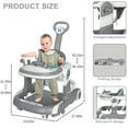 thumbnail image 3 of HAOUUCYIN 5-in-1 Baby Walker with Foot Pads/Handles for Girls Boys, Gray, 3 of 11