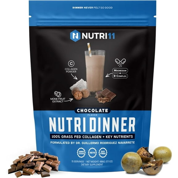 NutriDinner by Nutrillermo | Grass-Fed Collagen Protein Powder | Magnesium, B-Vitamins & Monk Fruit | Sleep, Recovery, and Wellness Supplement |