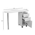 thumbnail image 2 of Zimtown Salon Nail Table Station, Movable Manicure Tech Table with 2 Large Storage Space Drawers for Home Spa Beauty Salon (White), 2 of 9