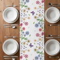 thumbnail image 4 of Table Runner 72 Inches Long for Kitchen Dining, Spring Floral Dresser Scarf Farmhouse, Dining Table Decorations for Wedding/Parties, Pink Blue Flowers Botanical Butterflies 18 x 72 In, 4 of 8