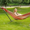 thumbnail image 2 of Lazy Daze Double Cotton Hammock with Space Saving Steel Stand Includes Portable Carrying Bag and Head Pillow Brazilian-Style Hammock for Indoor Outdoor Patio 450 LBS Capacity, Red&Yellow, 2 of 7