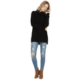 thumbnail image 4 of YEMAK Women's Cowl Neck High Low Hem Side Slit Pop-Corn Knit Casual Loose Oversized Tunic Sweater MK3650-BLK-S-BD, 4 of 4