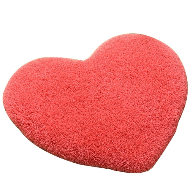Heart Shaped Plush Carpet Water Absorbent Non-Slip Bathroom Rug Kitchen Mat