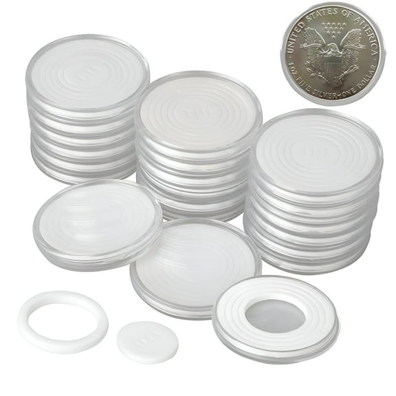 CCOCC 20 Sets 46mm Coin Holder Capsule Protector Collection Clear Coin Storage Box for Awards Ceremony