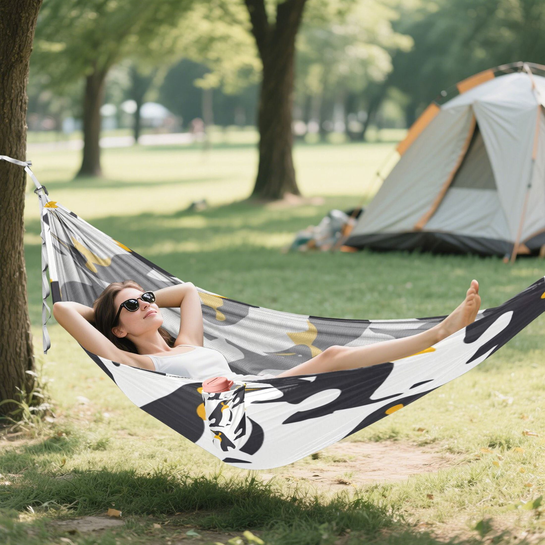Hammock Camping Hammock Nylon Portable Hammock Travel Camping Hammock Black Penguin