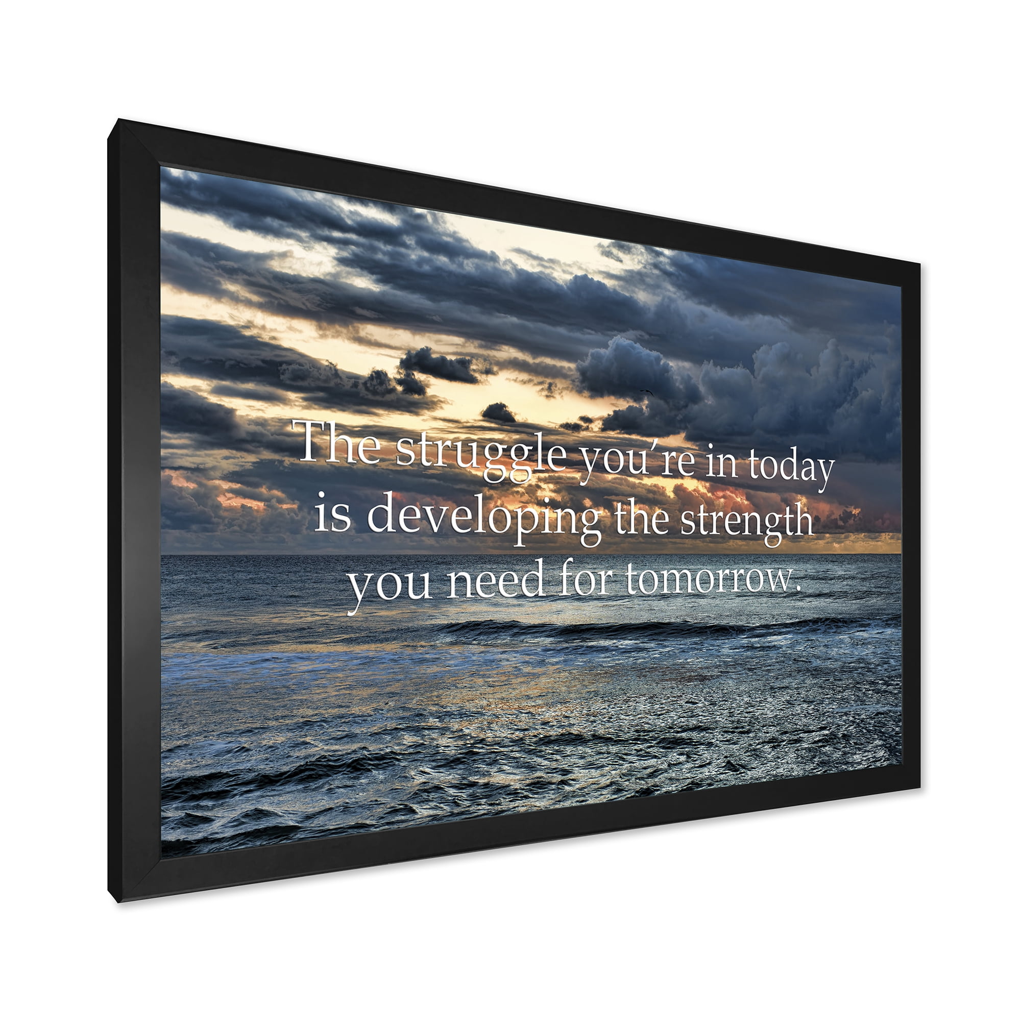 Designart 'Inspirational Quote and Ocean' Nautical & Coastal Framed Art Print