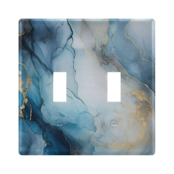 2 Gang Switch Covers Blue Marble Light Wall Plate Home Faceplate Switch Plates 4.56”x4.48”