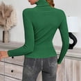 thumbnail image 4 of Lumtrix Women's Ribbed Turtleneck Tops Long Sleeve Stretch Shirts Knitted Fitted Lightweight Base Layer Spring Winter Sweaters Dark Green L, 4 of 5