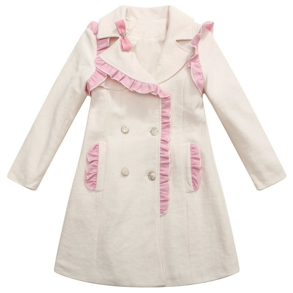 Richie House Girls' Sweet Jacket with Ruffles and Lapel Collar RH1463