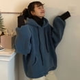 thumbnail image 1 of Sudadera con capucha de cuello alto con patchwork de Rimocy para mujer, sudaderas con capucha de lana de cordero 2022, suéteres holgados de otoño e invierno para mujer, 1 of 6