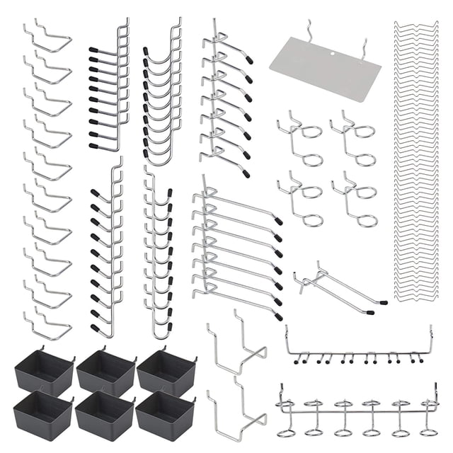 140Pcs Metal Pegboard Hooks Organizer Assortment Kit Peg Locks Hanging Applications