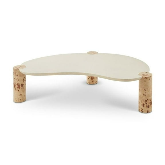 Meridian Furniture Thor Burl Wood and White Resin Coffee Table