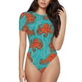 thumbnail image 1 of Balery Fun Octopus Body de cuello redondo de manga corta para mujer Tops de manga corta Tops básicos-Medium, 1 of 7