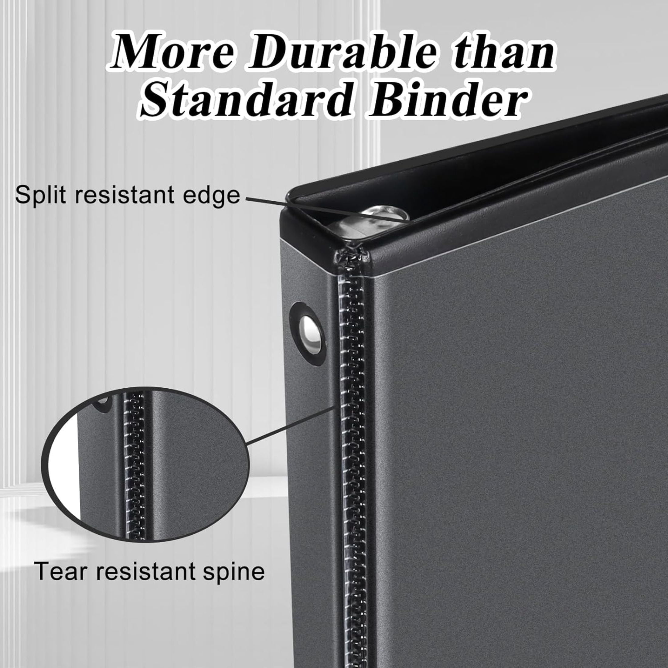 50 Pack of Bulk Wholesale 1 Inch 3 Ring Hardcover Binders with Clear Transparent Covers for Picture and Note Display for Office Employees in Black