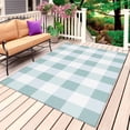 thumbnail image 4 of Outdoor Rug 3x5 ft Teal White Buffalo Plaid Outdoor Large Area Rug Non Slip Rubber Classic Checked Front Door Mat RV Rug Camping Carpet Patio Outdoor Rugs for Backyard Balcony Deck Porch Indoor, 4 of 9