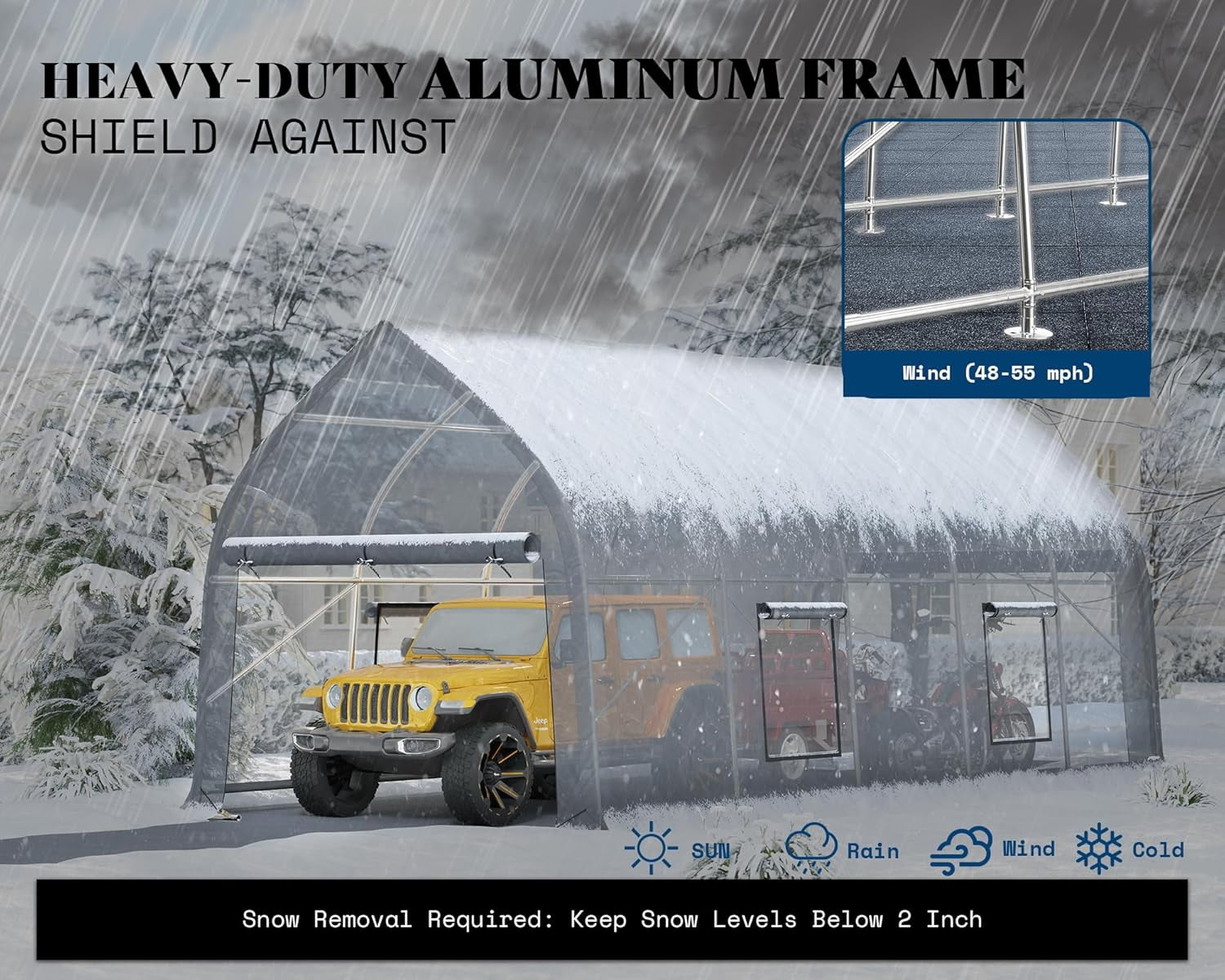 Jocisland 12x30 ft Carport with Galvanized Frame for Car, Roll-Up Doors, Heavy Duty Outdoor Canopy