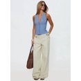 thumbnail image 5 of Low Rise Baggy Pants for Women Adjustable Waisted Wide Leg Boyfriend Pants Vintage Straight Loose Trousers Milky White M, 5 of 9