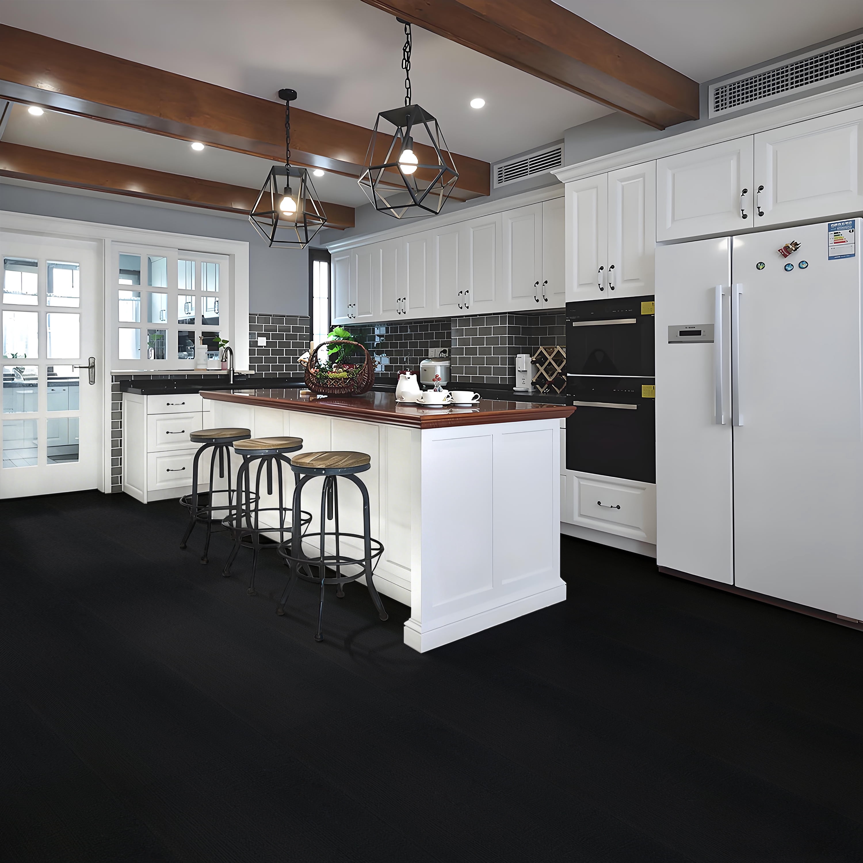 (3 pack) UMIGGEE 15.7-in x 236-in/25.7 Sq.Ft Black Peel and Stick Vinyl Flooring Roll Thicken Self-Adhesive Vinyl Wood Grain Floor,Versatile Design for Any Space Easy DIY Install Home Decor