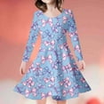 thumbnail image 2 of XEGLSBU Girls Dresses Size 8-10 Cute Floral Long Sleeve Dress for Girls Kids Midi Dress for Ages 6 14 for and Everyday Wear Dresses for Girls b-Light Blue Size 6-7 Years, 2 of 5