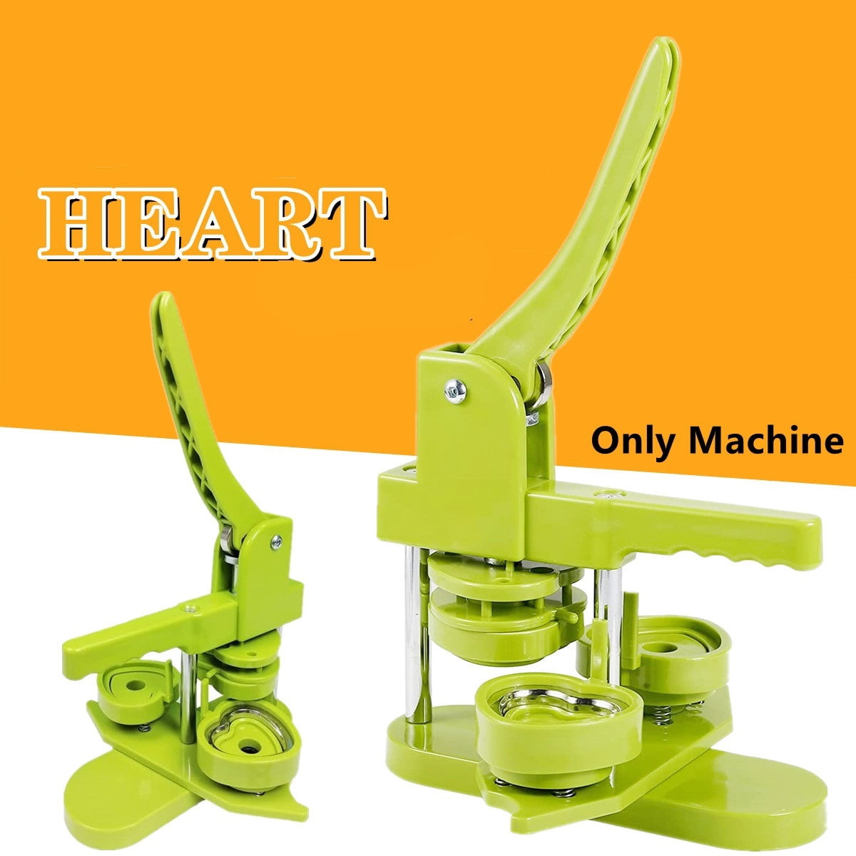 58MM Heart-Shape Badge Button Maker Machine with 100 Button Parts+Mold ,Beginner-Friendly