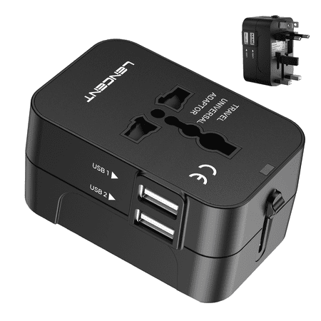 Universal Plug adapter Wordwide,International Travel Power Adapter,Europe Plug Charger Converter with Dual USB Ports for USA/UK/EU/AUS 200+ Countries