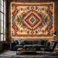 thumbnail image 6 of Southwestern Layered Diamond with Rust Teal Bands, Warm Rustic Style for Western Decor Fans, Geometric Wall Art, Housewarming Gift, Tapestry Wall Hanging for Cabin and Dorm, 6 of 7