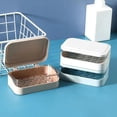 thumbnail image 2 of Caja de jabón de doble capa con tapa de drenaje para dormitorio de estudiantes, caja de jabón para el hogar, estante para inodoro, estante para jabón, caja de plástico, 2 of 5