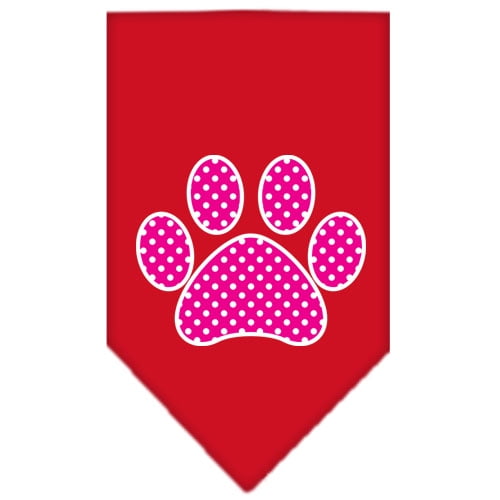 Pink Swiss Dot Paw Screen Print Dog Bandanas