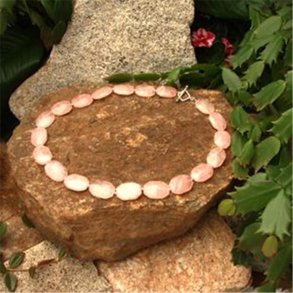 22 in. 25 x 18mm Flat Octagonal Rose Quartz Necklace