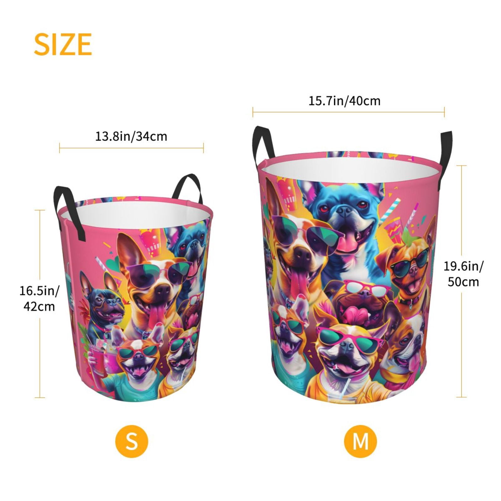 Large Laundry Basket with Handles - Cool French Bulldog No.101 Kids Baby Dirty Clothes Laundry Hamper for Bedroom Aesthetic