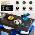 thumbnail image 5 of HNEBC Multifunctional Design Modern Sideboard with Wireless Charger and 2 Drawers, Wood Black, 5 of 9