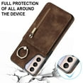 thumbnail image 5 of Nalacover for Samsung S21, Wallet with RFID Credit Card Holder and Zipper Pocket,Drop Protection Flip Cover Ring Holder Kickstand with Double Magnetic Clasp for Samsung Galaxy S21, Brown, 5 of 10