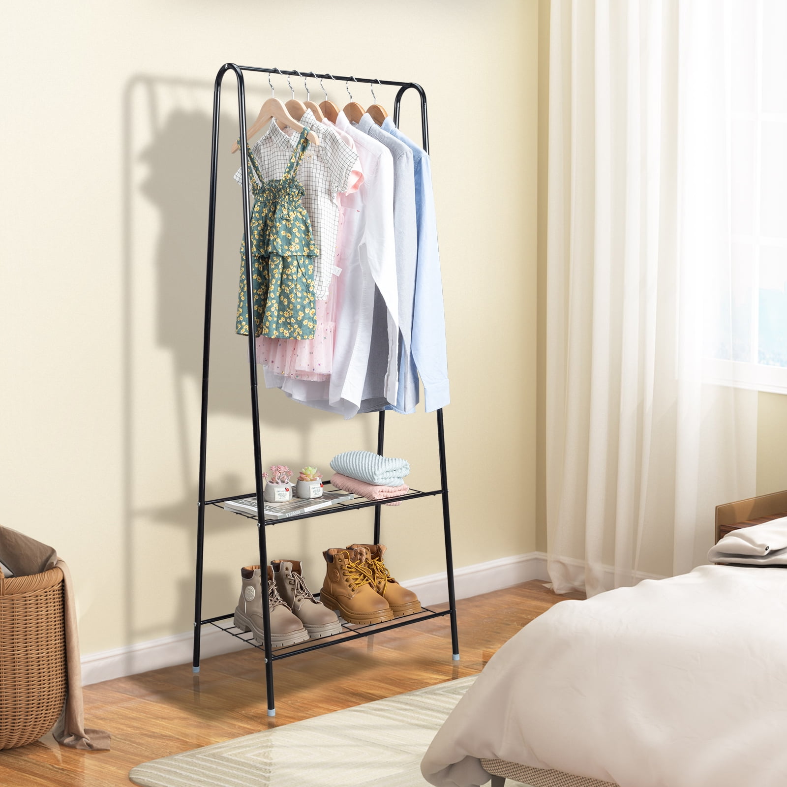SalonMore Clothes Rack with Shoes Rack, Freestanding Garment Rack
