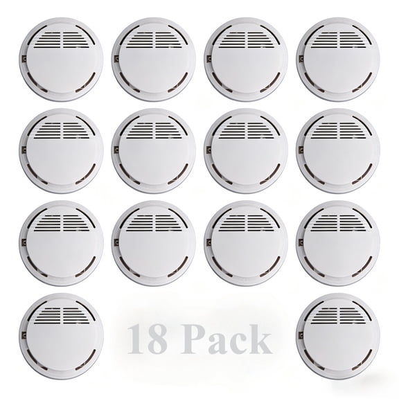Smoke Alarm Detector, 18 Pack Home Fire Safety Sensor Alert, Photoelectric Smoke Detector for House Hotel Office Warehouse Fire Protection