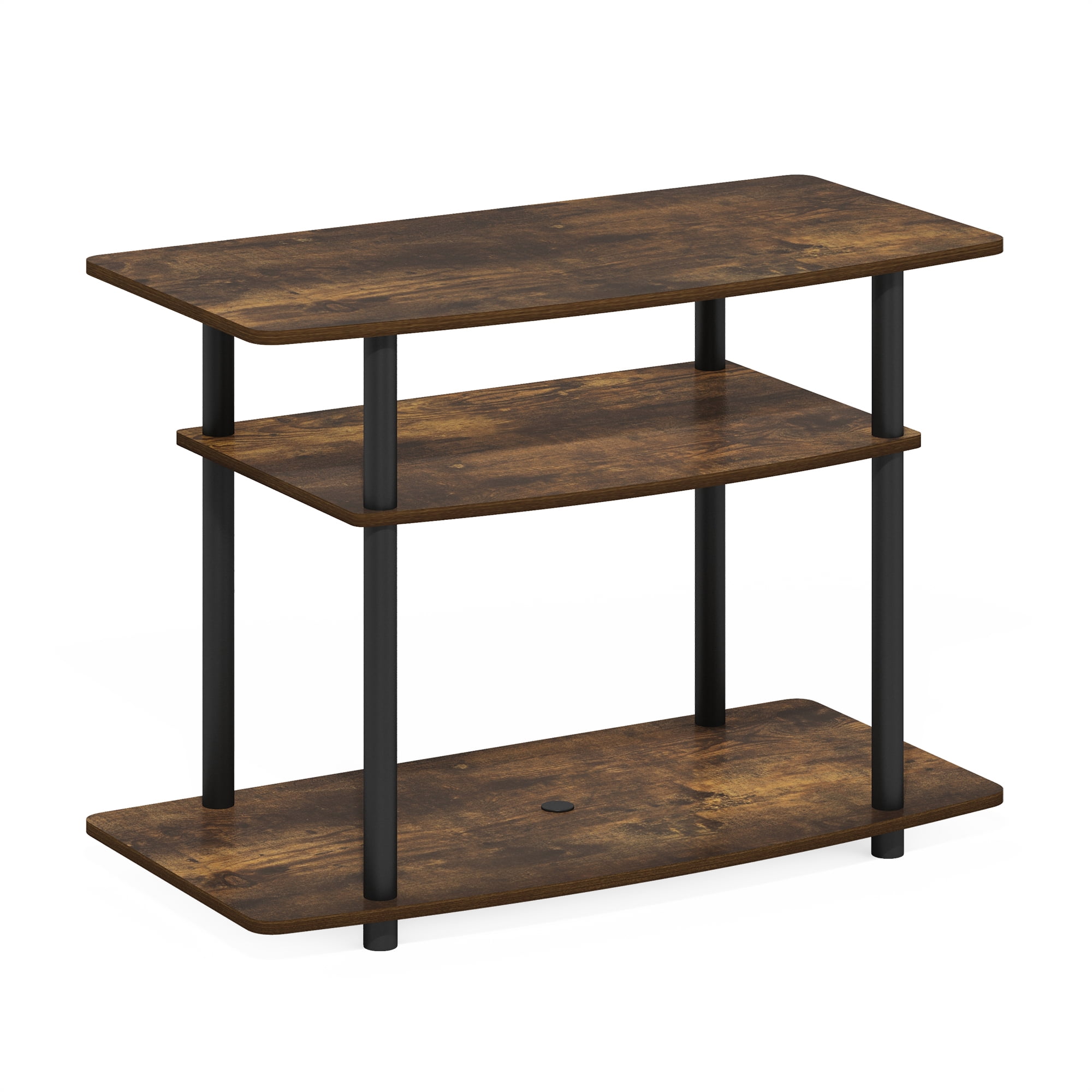 Furinno TURN-N-TUBE No Tools 3-Tier TV Stands in Amber Pine/Black