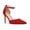 Red-Suede, variant on Carolyn - Women's Elegant, Sexy and Feminine Pointed Toe D’orsay Pumps with 4" Stiletto High Heels in vegan leather and ankle straps. Handmade to perfection. Size 9.5