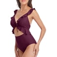 thumbnail image 3 of Womens One Piece Ruffle Cut Out Swimsuits Strappy Monokinis Bathing Suits, 3 of 6