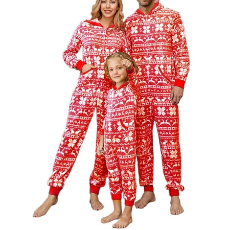 

Gwiyeopda Family Matching Christmas Onesies Pajamas Snowflake Deer Print Long Sleeve Sleepwear Pyjama