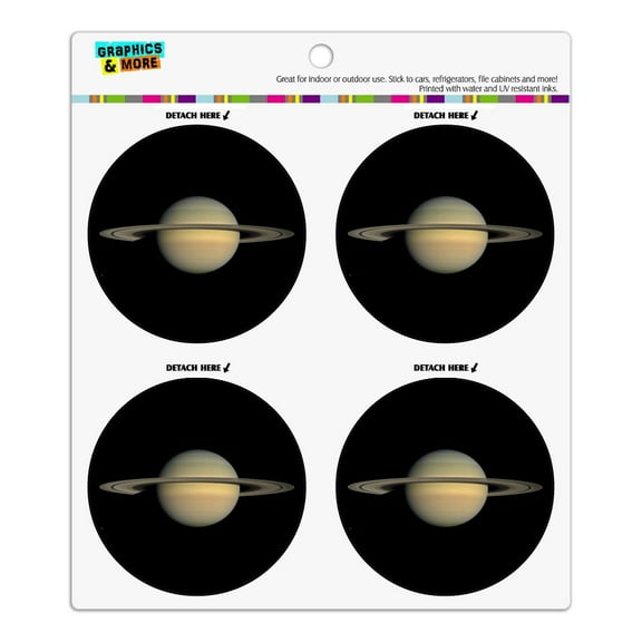 Planet Saturn with Rings Solar System Refrigerator Fridge Locker Vinyl Circle Magnet Set