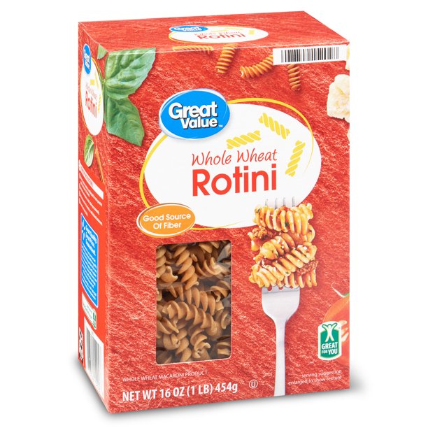Great Value Whole Wheat Rotini, 16 oz