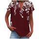 thumbnail image 1 of Camisetas de Manga Corta para las Mujeres Casual Impreso Botón Casa V-Cuello Camiseta Blusas, Poliéster, 1 of 5