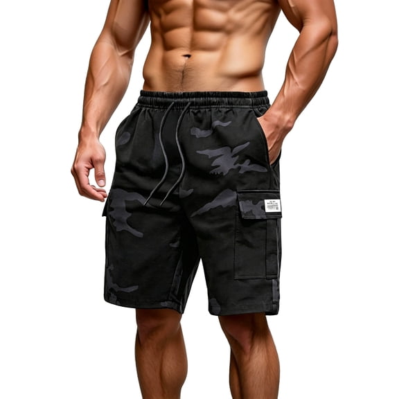 Men's Camo Hiking Cargo Shorts Lightweight Workout Shorts with Multi Pockets