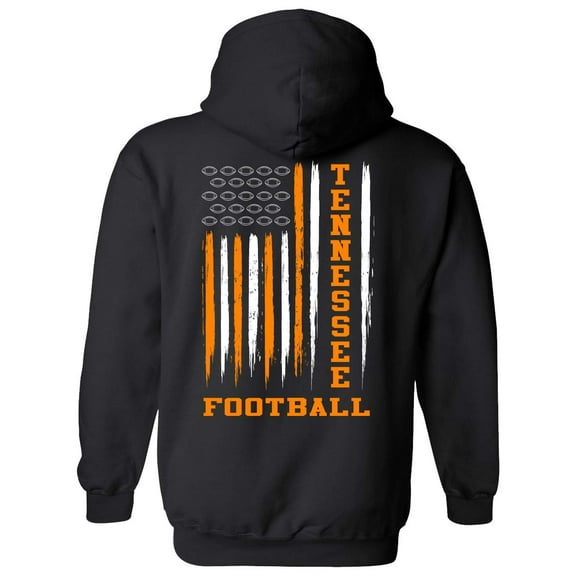 Tennessee Football Team Colors Orange and White Football American Flag Unisex Hoodie-Black-small