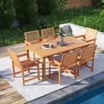 thumbnail image 2 of Gymax 7-Piece Patio Wood Dining Table Set Outdoor Rectangular Table and 6 Armchairs, 2 of 9