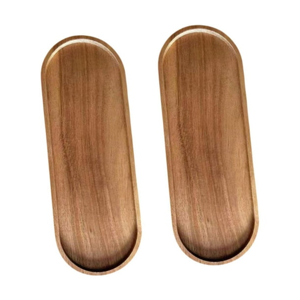 Bandeja para servir, 2 piezas, de madera, portátil, práctica, para catering, mesa de centro Ovalado 29 cm x 105 cm