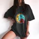 thumbnail image 2 of Blusa de manga corta con estampado de luna y sol de calavera divertida con mangas caídas vintage para mujer Pompotops hfajkhk125012, 2 of 9