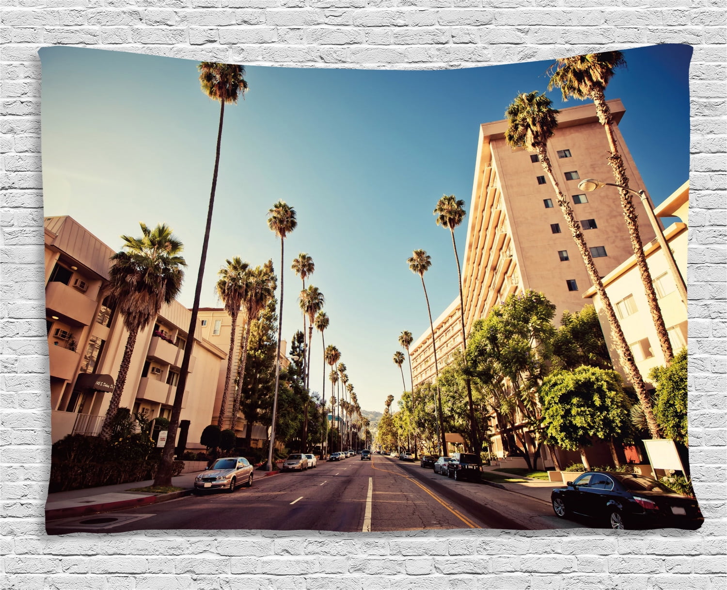 Urban Tapestry, A Street in Beverly Hills California Palm Trees Houses Famous City Photo, Wall 