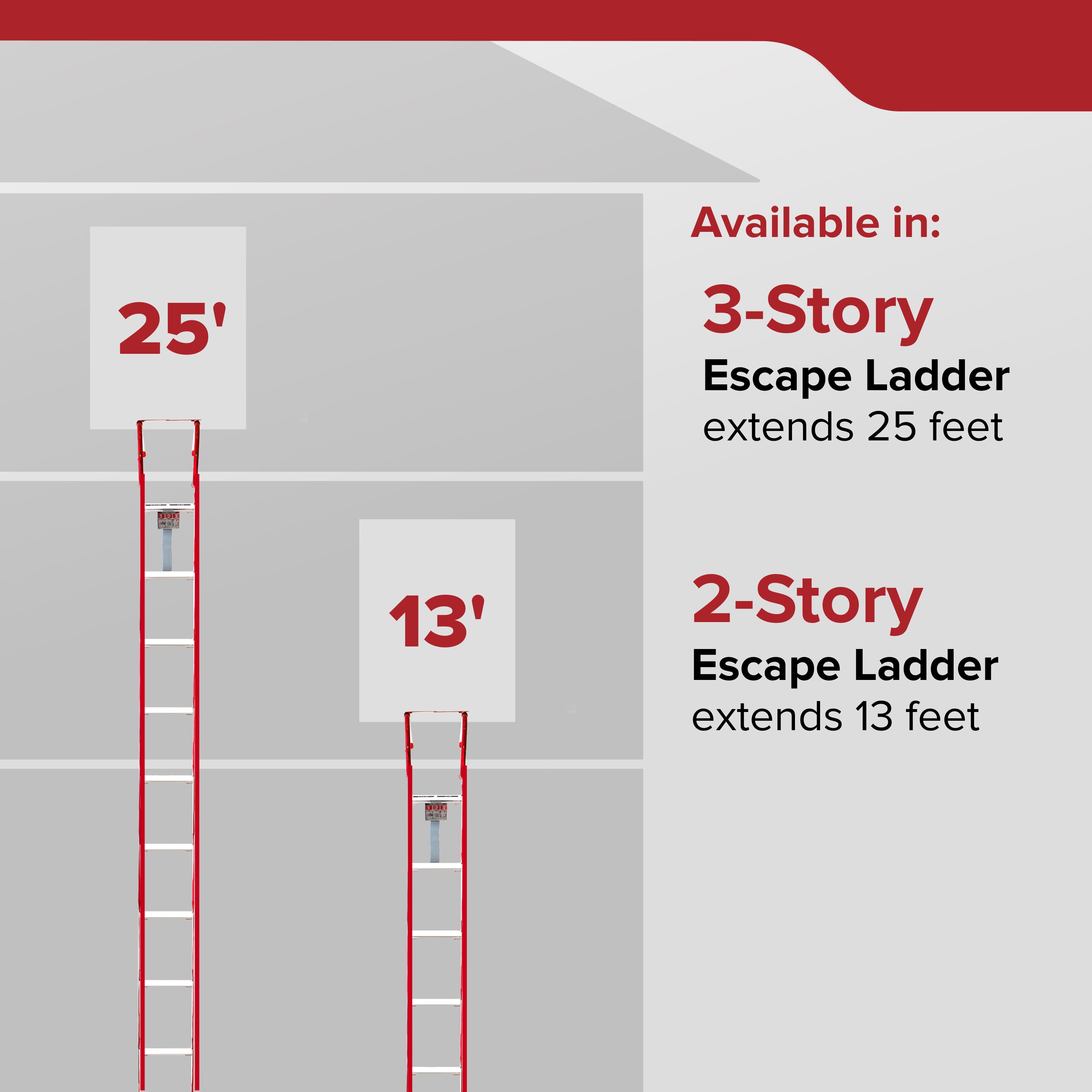 Kidde 2-Story Fire Escape Ladder, 13 Ft., Steel Anti-Slip Rungs photo 2