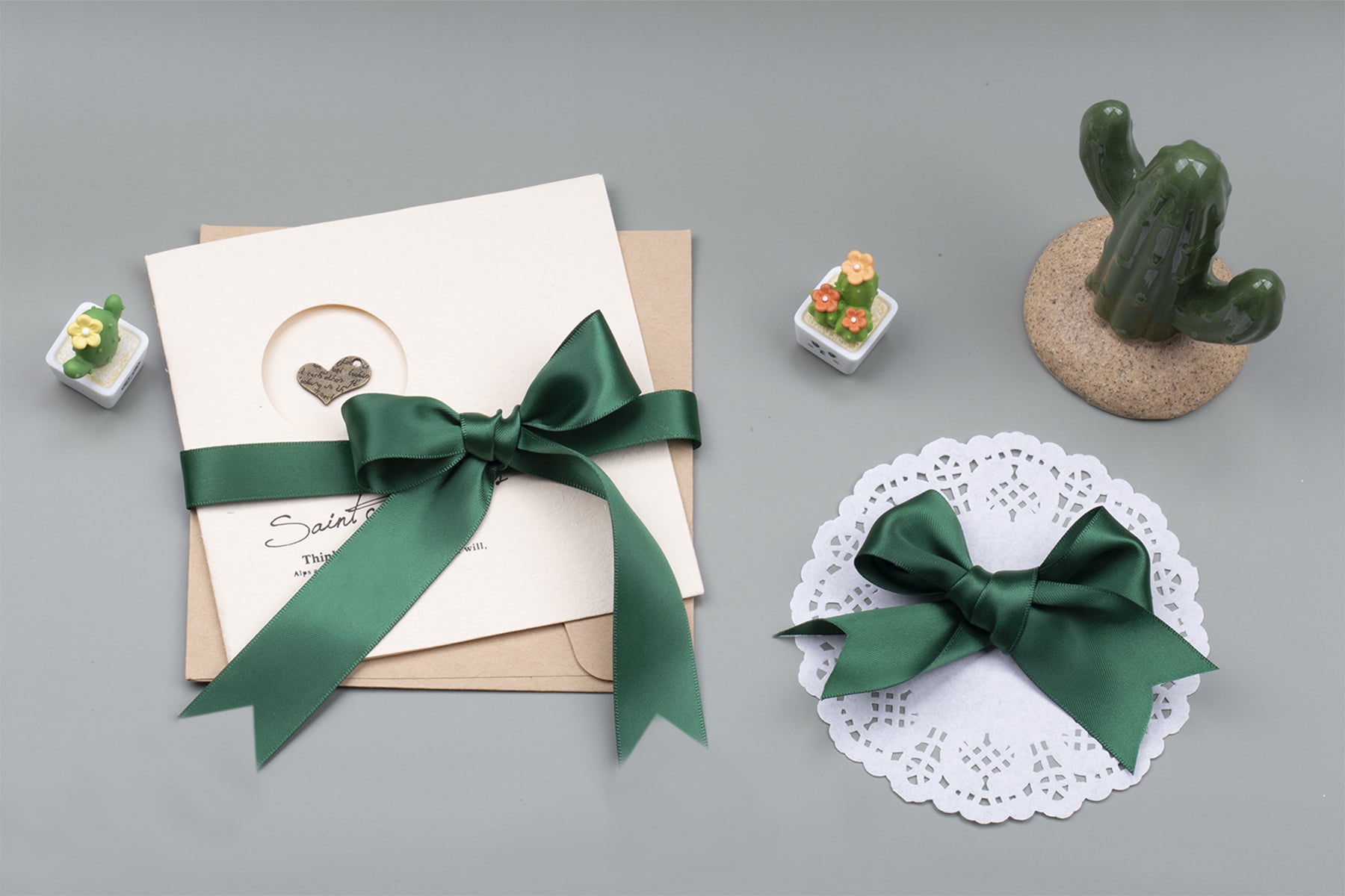 Joycrosso 1 1/2 Inch Forest Green Solid Satin Ribbon, 100 Yards Double Faced Satin for Gift Wrapping Floral Bouquets Wedding Party Decoration